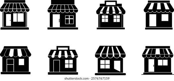 set of shop icon silhouette vector illustration 