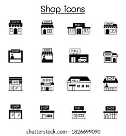 Set of shop icons. contains such Icons as, supermarket, shopping mall, hypermarket, store and more. 