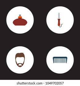 Set of shop icons flat style symbols with flacon, scallop, beard and other icons for your web mobile app logo design.