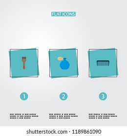 Set of shop icons flat style symbols with scallop, perfuming bottle, coloring brush and other icons for your web mobile app logo design.