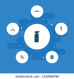 Set of shop icons flat style symbols with spray, coloring brush, scissors and other icons for your web mobile app logo design.