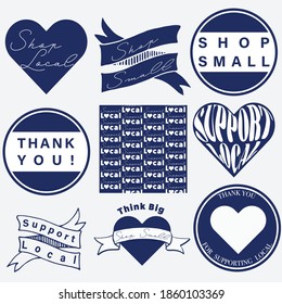 Set Of Shop Small, Small Business Saturday, Support Local Labels, Badges.