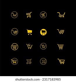 set of shop store basket vector icon