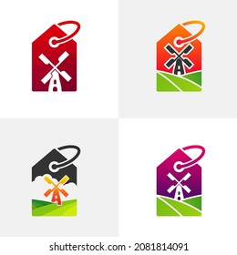 Set of Shop Windmill logo design vector template. Creative Windmill logo concept