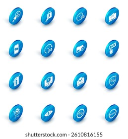 Set Shoping bag and dollar, Clock 24 hours, Laptop cursor, Percent discount mobile, Price tag with New, Buy button and Envelope coin icon. Vector
