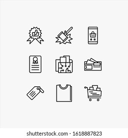 Set shoping vector icon lineal