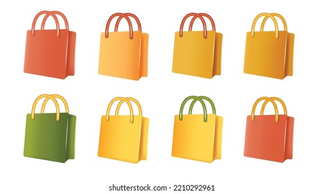 set of shopping bag. Collection of colorful shopping bag isolated on white background
