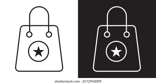 Set of shopping bag icon in black fill and outline . 1176