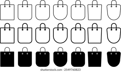 Set of shopping bag icon. paper bags sign. Bag symbol. Online Shop Symbol
