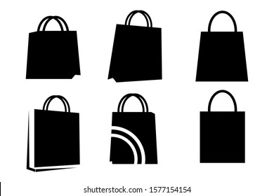 Set of Shopping bag icon vector silhouette