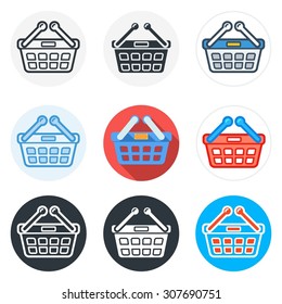 Set of shopping bag icons in different styles isolated on white background.