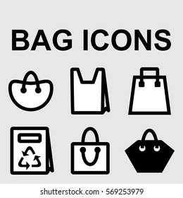 Set of Shopping Bag Icons Isolated on Gray Background