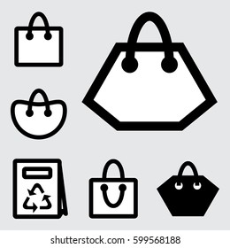 Set of Shopping Bag Icons Isolated on Gray Background