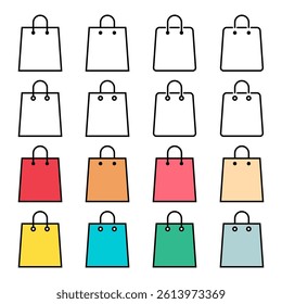 Set of Shopping bag line icon, supermarket paper plastic package sign, eco shop vector .