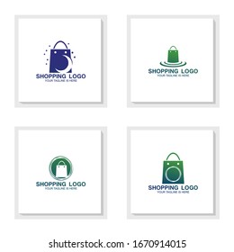 set of shopping bag logo template design vector, market logo vector