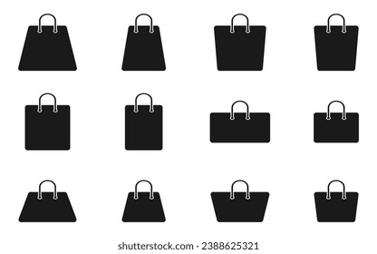 set of shopping bag vector icon logo. vector icon illustration isolated on white background.