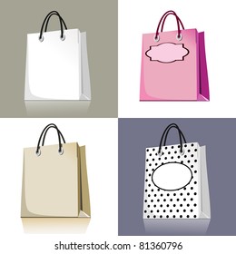 Set of shopping bags in different design and colors