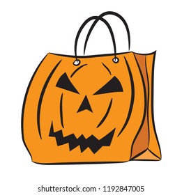 Set of shopping bags with the Halloween pattern. Vector illustration