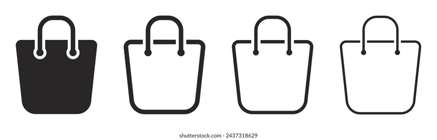 Set of shopping bags icons. Paper bag symbol, shopping bag signs, e-commerce logo, eco. Supermarket, store packet, shop. Vector. EPS10.