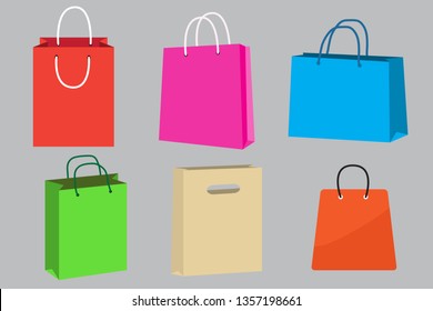 Set of shopping bags isolated .vector illustration.