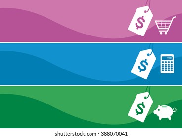 Set of shopping banners. Vector shopping banners. Set of colorful banners. Banking and commercial banners
