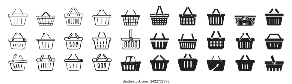 Set of shopping basket icons. Buy sign. Internet shop or store. Buy on market or supermarket.