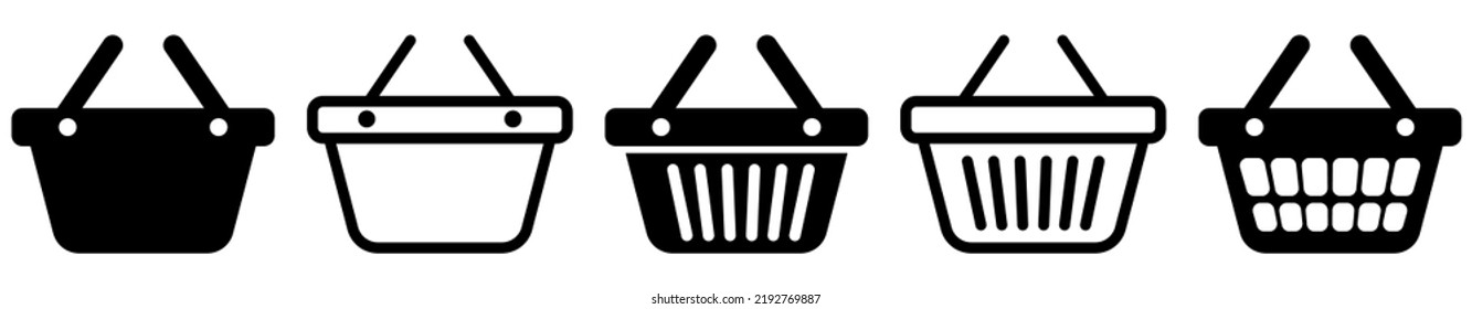 Set of shopping basket icons. Vector illustration isolated on white background
