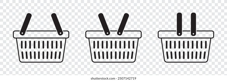 Set of shopping basket vector icons. Purchase symbol. Buy sign. Internet shop or store. Buy on market or supermarket.