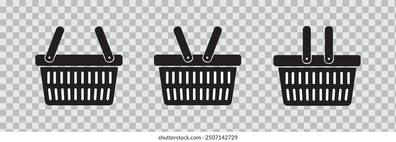 Set of shopping basket vector icons. Purchase symbol. Buy sign. Internet shop or store. Buy on market or supermarket.
