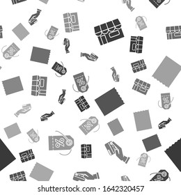 Set Shopping building or market store, Human hand holding with credit card, Paper shopping bag and Discount percent tag on seamless pattern. Vector