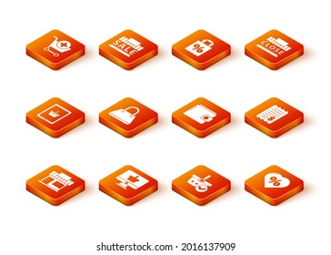 Set Shopping building or market store, Monitor with shopping basket, tablet, Handbag, check, Wallet, Discount percent tag heart and Paper financial icon. Vector