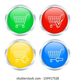 Set of shopping buttons. Vector illustration.