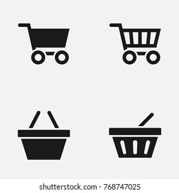 Set of shopping cart and basket vector   icons.