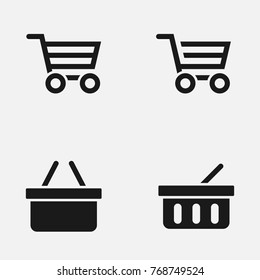 Set of shopping cart and basket vector   icons.