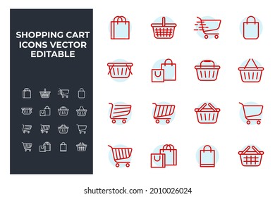 conjunto de elementos del carro de la compra plantilla de símbolo para la colección de diseño gráfico y web ilustración vectorial