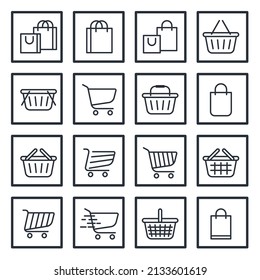 set of shopping cart elements symbol template for graphic and web design collection logo vector illustration