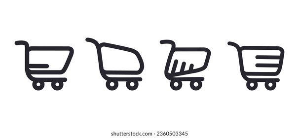 Haz las compras. Icono de carro. Vector aislado sobre fondo blanco. Trole. Gran golpe. Negrita. Icono de la canasta.