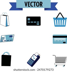 Set of shopping cart icons. Collection of web icons for online store, from various cart icons in various shapes.