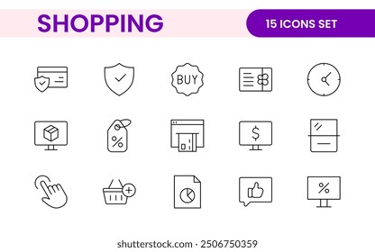 Set of shopping cart icons. Collection of web icons for online store, from various cart icons in various shapes. Shopping outline icon set.