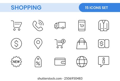 Set of shopping cart icons. Collection of web icons for online store, from various cart icons in various shapes. Shopping outline icon set.