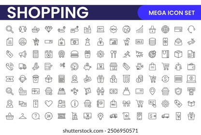 Set of shopping cart icons. Collection of web icons for online store, from various cart icons in various shapes. Shopping outline icon set.