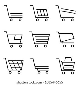 Set of shopping cart icons vector. Collection of web icons for online store