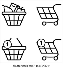 Set of Shopping Cart Related Vector Line Icons. 