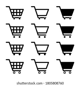 Set of shopping cart sale icon, market story shop vector illustration symbol isolated on white background