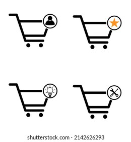Set of shopping cart sale icon, market story shop vector illustration symbol isolated on white background .