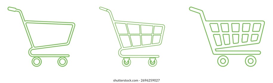 Conjunto de Carritos de compras aislados sobre fondo blanco
