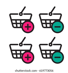 Set of Shopping CartVector Line Icons.remove and favorite signs