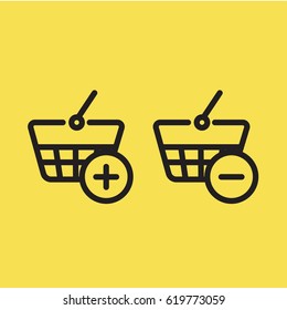 Set of Shopping CartVector Line Icons.remove and favorite signs