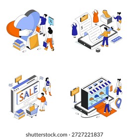 Set of Shopping and Ecommerce Flat Illustrations