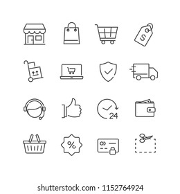Set of shopping and e-commerce icons. For your design, logo. Vector illustration.